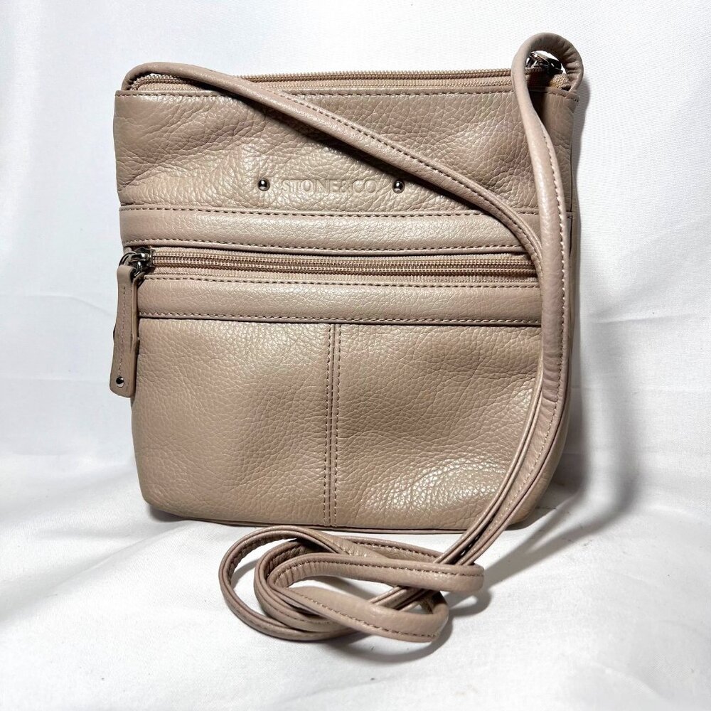 Stone & Co Crossbody Small Purse-Tan/Burnt Orange inside-Silver-Outside Pocket